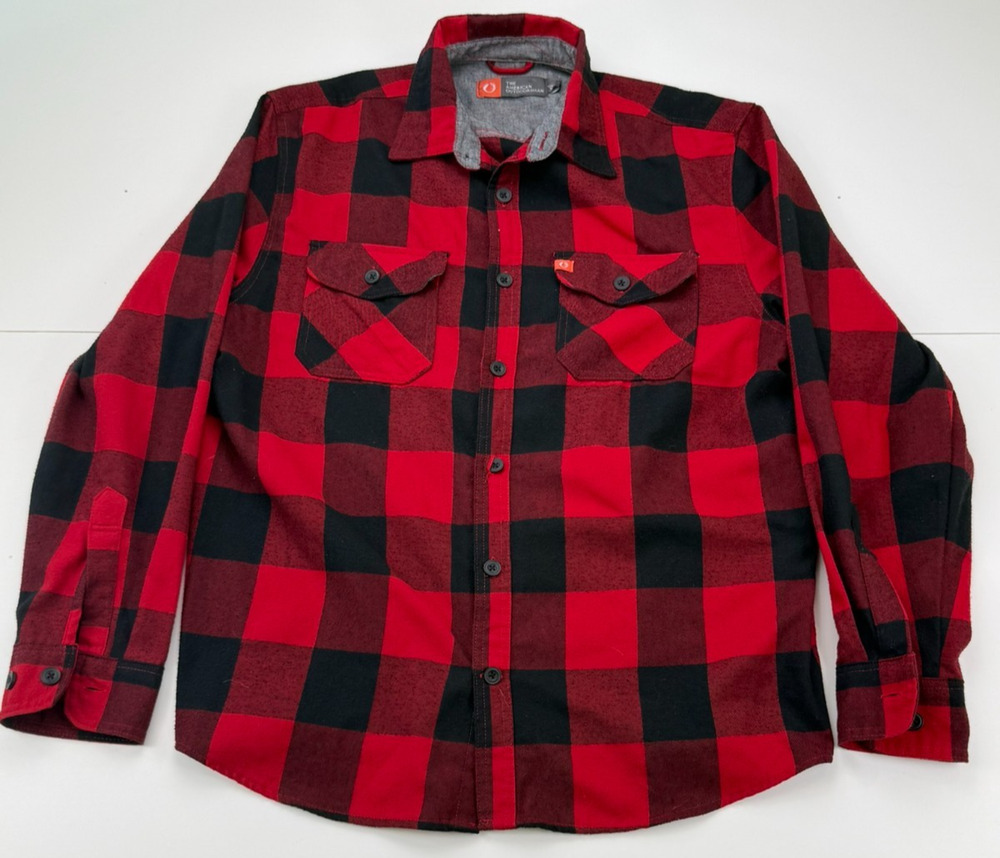 The American Outdoorsman Shirt Mens XL Red Black Buffalo Plaid Flannel Cotton